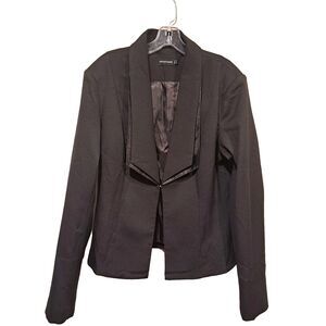 PrettyLittleThing Black Avani Suit Jacket Blazer Satin Trim Collar Womens Sz 12